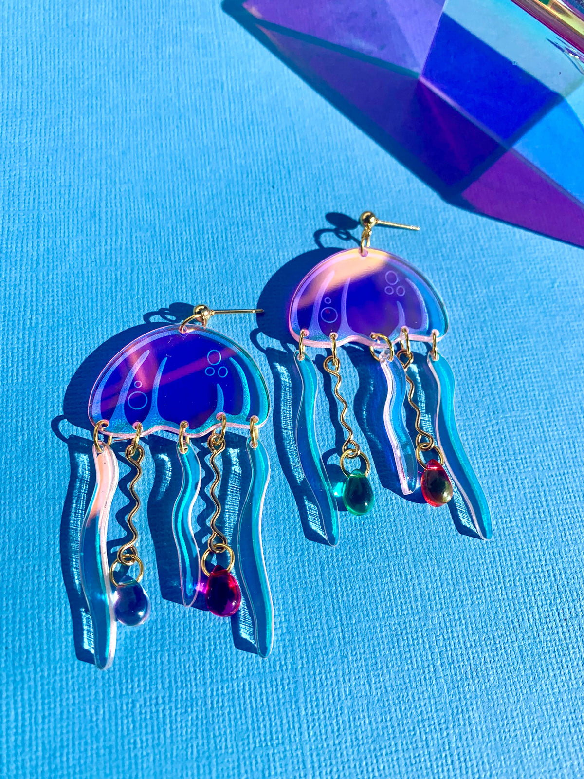 Jellyfish Acrylic Statement Earrings-0