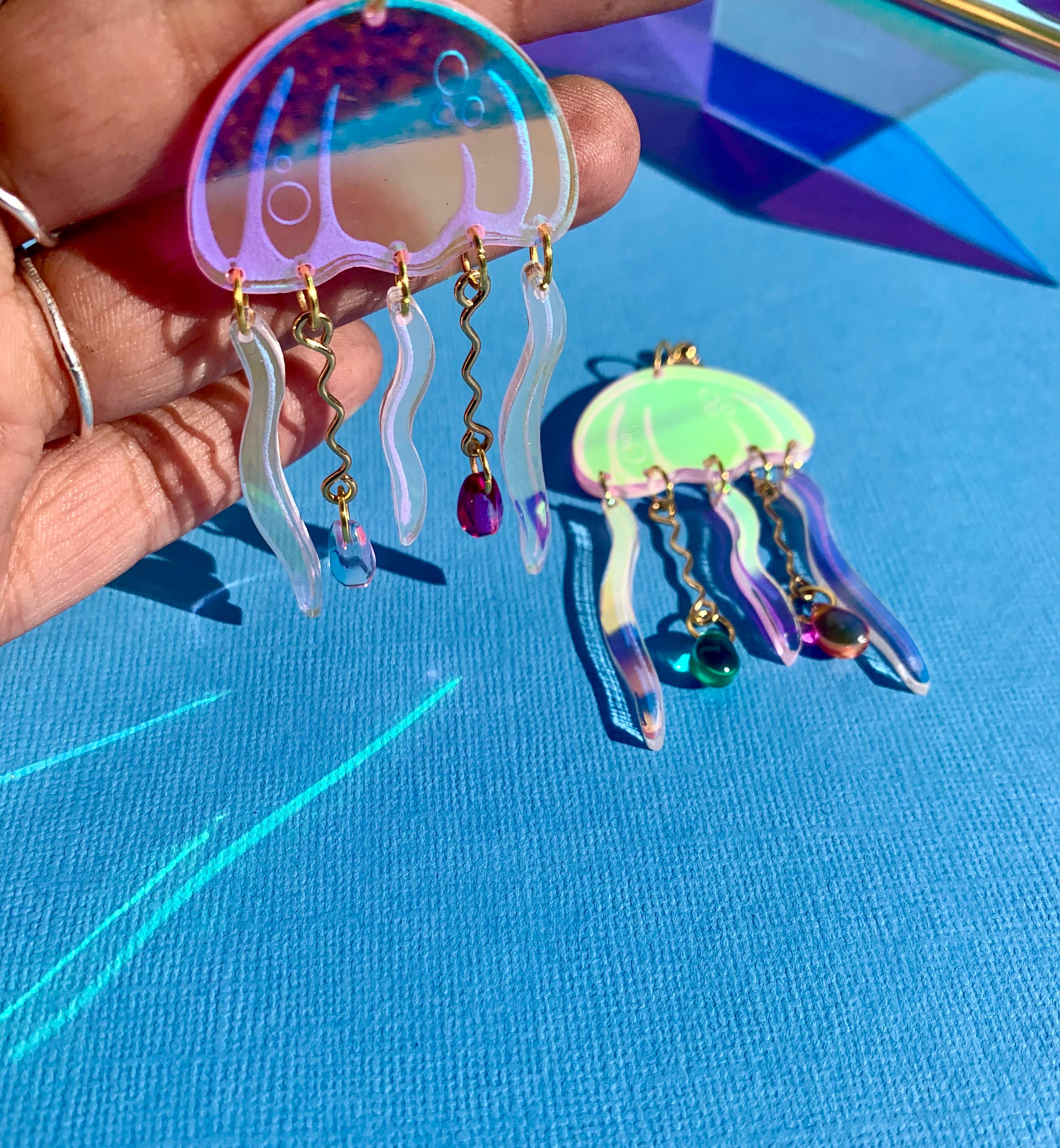 Jellyfish Acrylic Statement Earrings-1